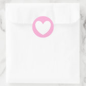 Sticker Rond Coeurs de polka blanc sur Cotton Candy rose (Sac)