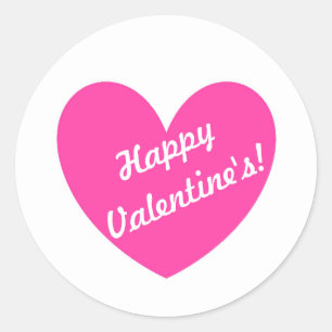 Sticker Rond Coeurs de polka rose Fuchsia sur blanc