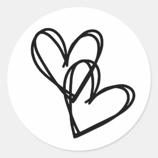 Sticker Rond cœurs dessinés à la main, entrelacés. Saint-Valent