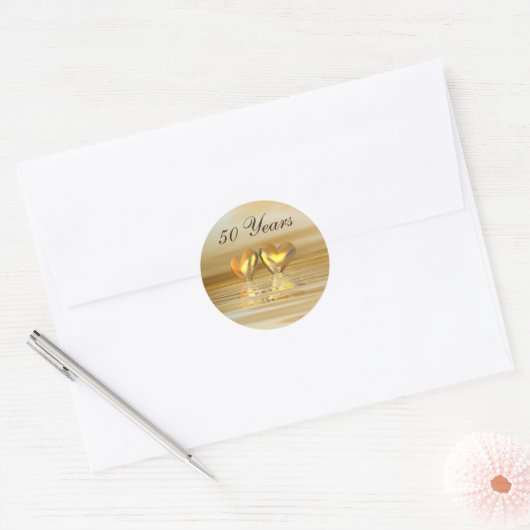 Sticker Rond Coeurs d'or (Enveloppe)