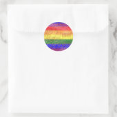 Sticker Rond Coeurs d'or, couleurs Gay pride arc-en-ciel brilla (Sac)