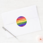 Sticker Rond Coeurs d'or, couleurs Gay pride arc-en-ciel brilla (Enveloppe)