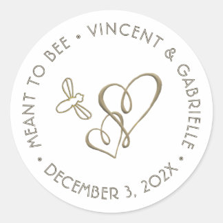 Sticker Rond Coeurs d'or incorporés et mini-Mariage d'abeille C