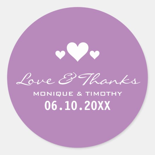 Sticker Rond Coeurs doux Mariage pourpre doux (Devant)