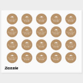 Sticker Rond Coeurs doux Tan Mariage Brown Merci (Feuille)