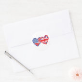 Sticker Rond Coeurs du drapeau américain/Union Jack (Enveloppe)