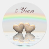 Sticker Rond Cœurs en bois pour 5e anniversaire (Devant)