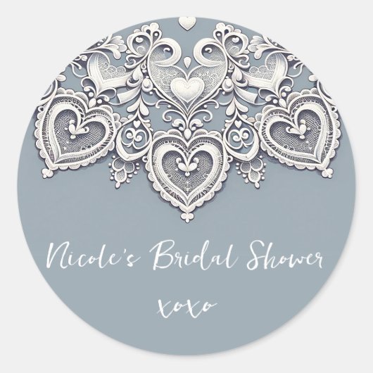 Sticker Rond Cœurs en dentelle blanche Charme romantique Fête d (Devant)