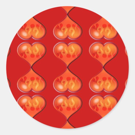 Sticker Rond Coeurs en feu (Devant)
