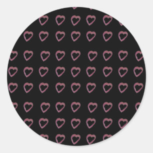Sticker Rond Coeurs en rouge à lèvres rose chaud