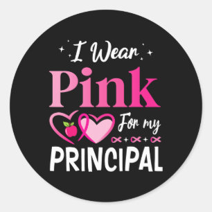 Sticker Rond Coeurs Ensemble, Je Porte Du Rose Pour Mes Princip