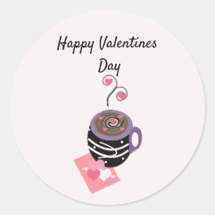 Sticker Rond Coeurs et café
