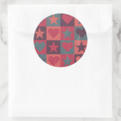 Sticker Rond Coeurs Et Étoiles Motif Rose (Sac)