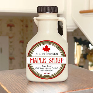 Sticker Rond Coeurs et feuilles de sirop d'érable rétro