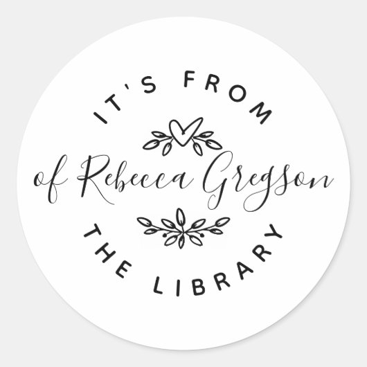 Sticker Rond Coeurs et Feuilles dessinés à la main 'De la Bibli (Devant)