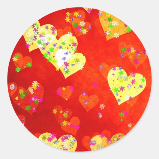 Sticker Rond Coeurs et fleurs (Devant)