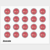 Sticker Rond Coeurs et fleurs de rayonne personnalisables (Feuille)