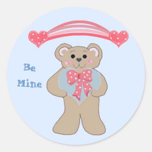 Sticker Rond Cœurs et Nounours à Moi (Devant)