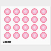 Sticker Rond Coeurs et points roses et blancs (Feuille)