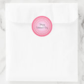 Sticker Rond Coeurs et points roses et blancs (Sac)