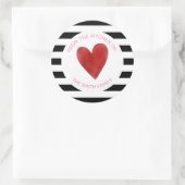 Sticker Rond Coeurs et rayures d'aquarelle rouge (Sac)