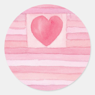 Sticker Rond Coeurs et rayures de Saint-Valentin