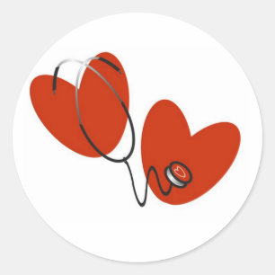 Sticker Rond Coeurs et T-shirts et cadeaux de stéthoscope