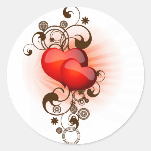 Sticker Rond Coeurs et torrents