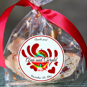 Sticker Rond Coeurs et vignes Merci Mariage Faveur
