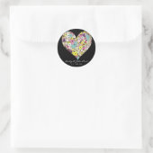 Sticker Rond Coeurs Fleurs sauvages Mariage Enregistrer le stic (Sac)