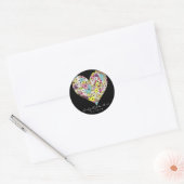 Sticker Rond Coeurs Fleurs sauvages Mariage Enregistrer le stic (Enveloppe)