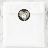 Sticker Rond Coeurs Fleurs sauvages Mariage Enregistrer le stic (Sac)