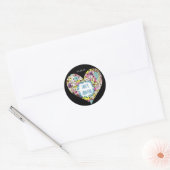 Sticker Rond Coeurs Fleurs sauvages Mariage Enregistrer le stic (Enveloppe)