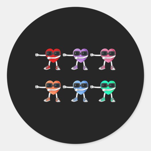 Sticker Rond Coeurs Flossants Valentines Jour Floss Comme Un Bo (Devant)