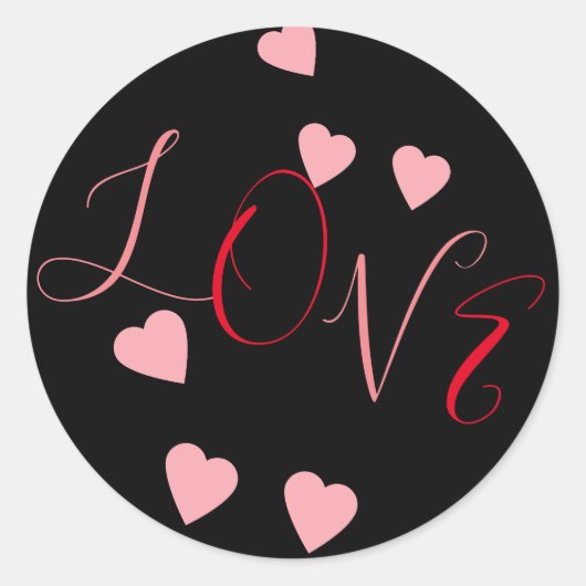 Sticker Rond Coeurs flottants Aimer Valentines Jour rose rouge (Devant)