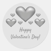 Sticker Rond Cœurs gris et texte Joyeuse Saint-Valentin (Devant)