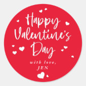 Sticker Rond Coeurs Heureuses Saintes-Valentin personnalisés (Devant)