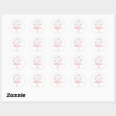 Sticker Rond Coeurs Heureuses Saintes-Valentin rose et blanc (Feuille)