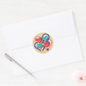 Sticker Rond Coeurs interconnectés (Enveloppe)