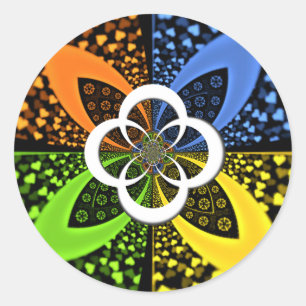 Sticker Rond Cœurs iridescents motif à pois sans couture Art ab