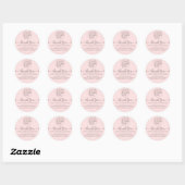 Sticker Rond Coeurs manuscrits simples rose Merci client (Feuille)