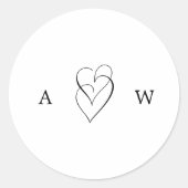 STICKER ROND COEURS MARIAGES CLASSIQUE ET BLANC ÉLÉGANT (Devant)