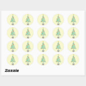 Sticker Rond Coeurs mignons pastel moderne sapin de Noël (Feuille)