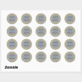 Sticker Rond Coeurs minimaux Mariage bleu poussiéreux sceau (Feuille)