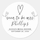 Sticker Rond Coeurs modernes Noir Blanc Bientôt être Mme Bridal (Devant)