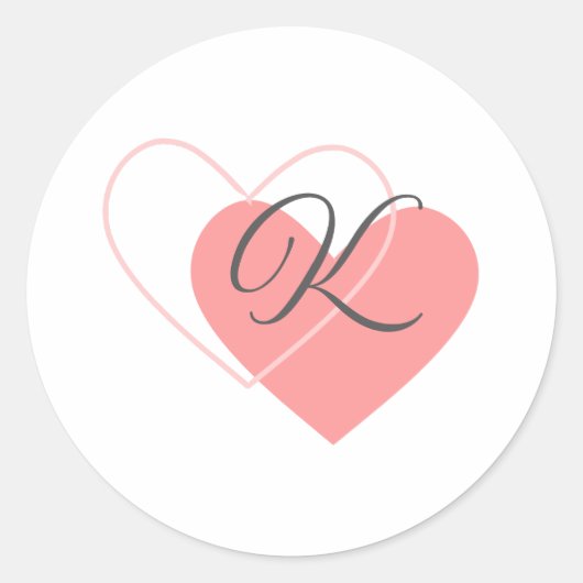 Sticker Rond Cœurs Monogramme (Devant)