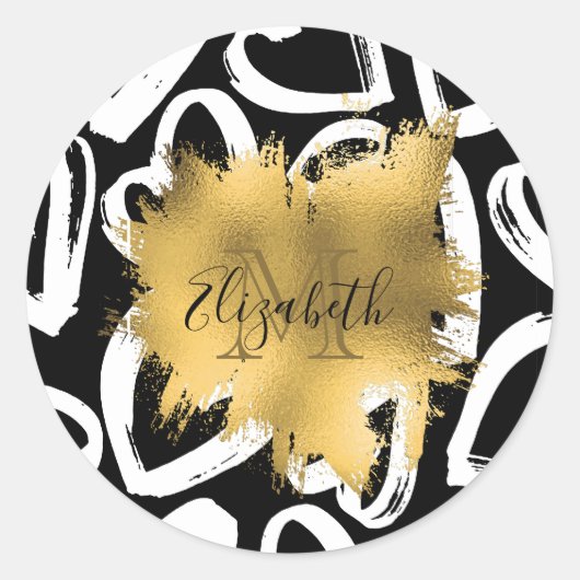 Sticker Rond Coeurs Motif et Golden Foil (Devant)