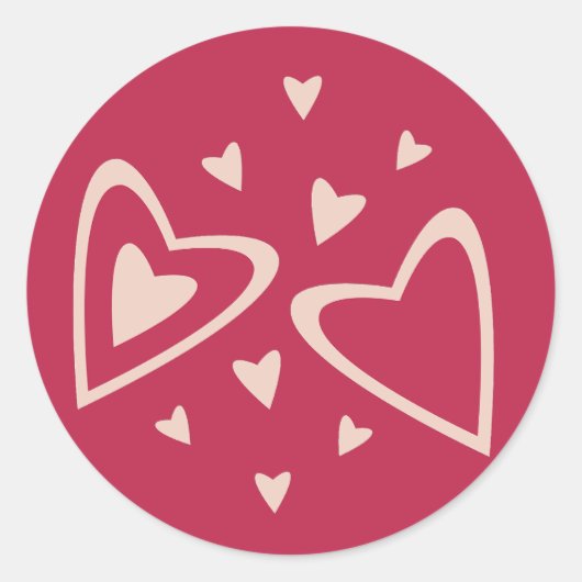 Sticker Rond Cœurs Nucléaires - rouge magenta - image.      (Devant)