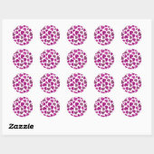 Sticker Rond Coeurs peints motif - magenta & parties scintillan (Feuille)