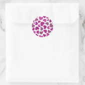 Sticker Rond Coeurs peints motif - magenta & parties scintillan (Sac)